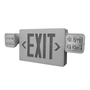 Exit/Dual LED Head Combo, Red Letters, Remote Capability, White