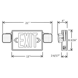 Exit/Dual LED Head Combo, Red Letters, Remote Capability, White - view 2