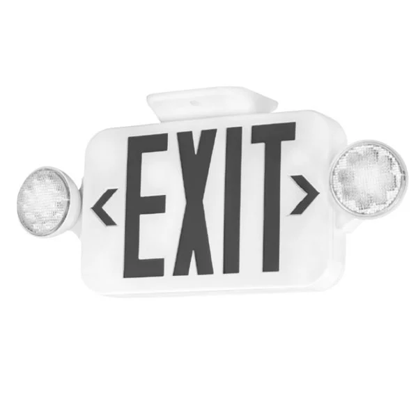 Exit/Emergency Combo, 120/277V, white housing, red letters, two sided with Self-Diagnostic Battery Backup, High Outpu...