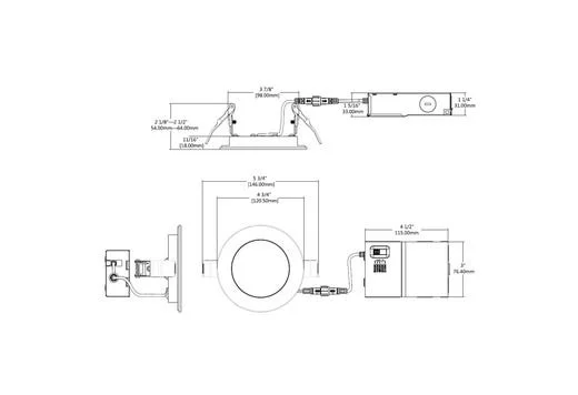 Fire Rated 4in Slim Downlight, Color Selectable, Baffle Trim, 120V Triac Dimmable - view 4