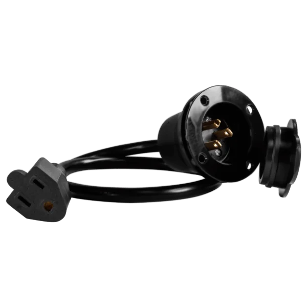 Flanged Inlet, 22 Inch Extension Cord, 15A, NEMA 5-15P