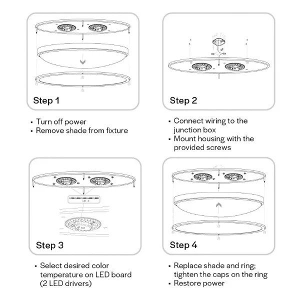 Flushmount Oval Double Ring, 32", Color Selectable 2700K/3000K/3500K/4000K/5000K, Brushed Nickel, 12...