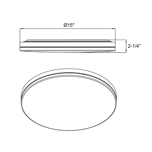 Flushmount Slim Drum Fixture, 15", Brushed Nickel Trim, Selectable CCT 2700K/3000K/3500K/4000K/5000K...