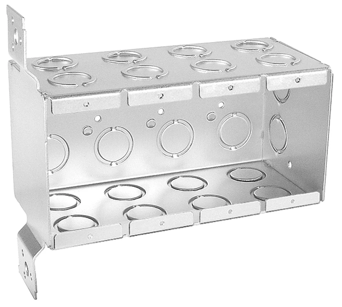 Four Gang Bracketed Masonry Box, 3-1/2" Deep, Non-Gangable with Conduit KO's