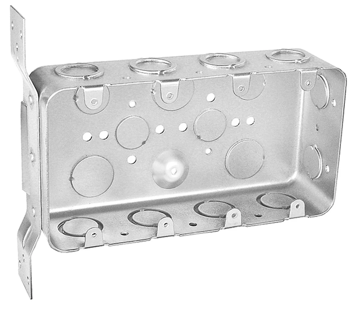 Four Gang Bracketed Switch Box, 2-1/2" Deep, with Conduit KO's