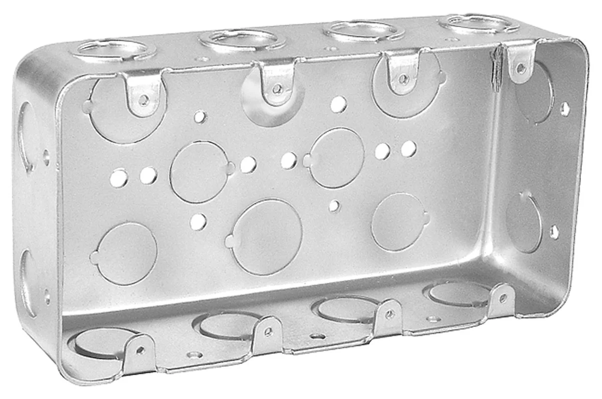 Four Gang Switch Box, 2-1/2" Deep, with Conduit Knockouts