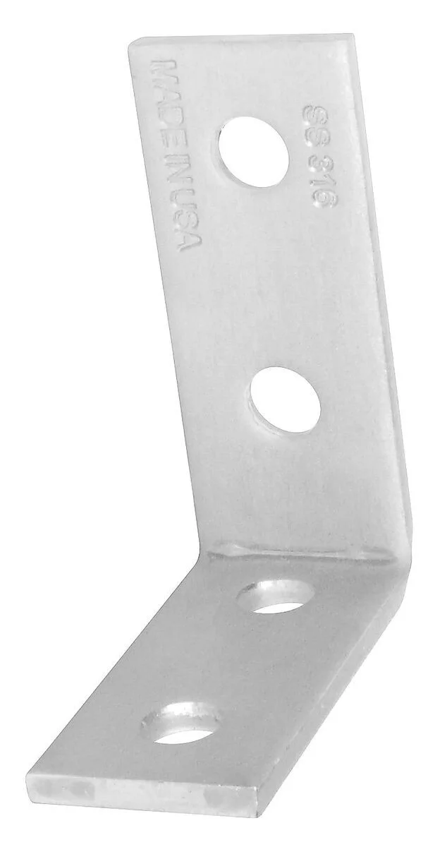 Four Hole Three Way Corner Angle, 316 Stainless Steel