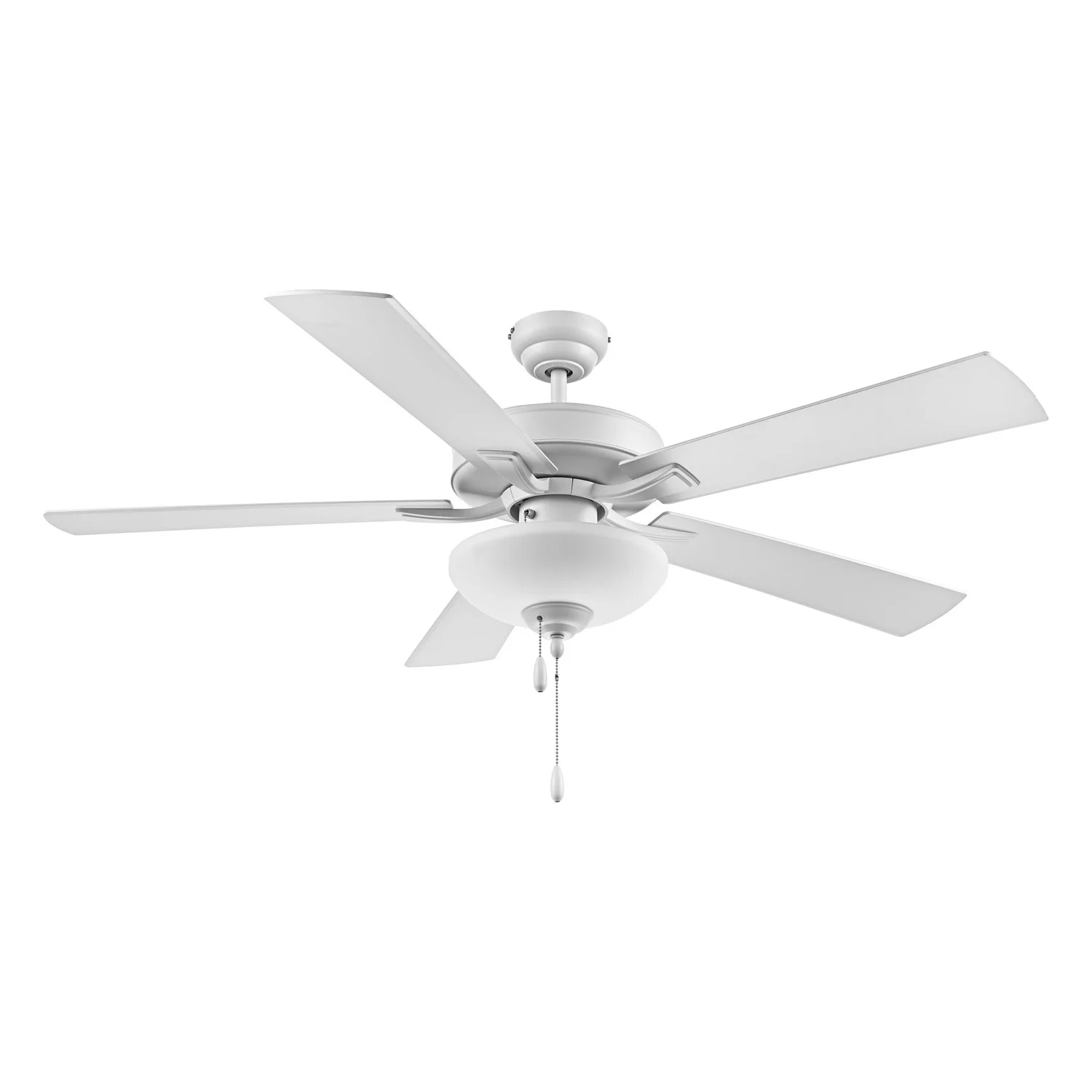Galeson 52" 5-Blade LED Ceiling Fan, Matte White, Matte White and Grey Oak Reversible Blades, Etched...