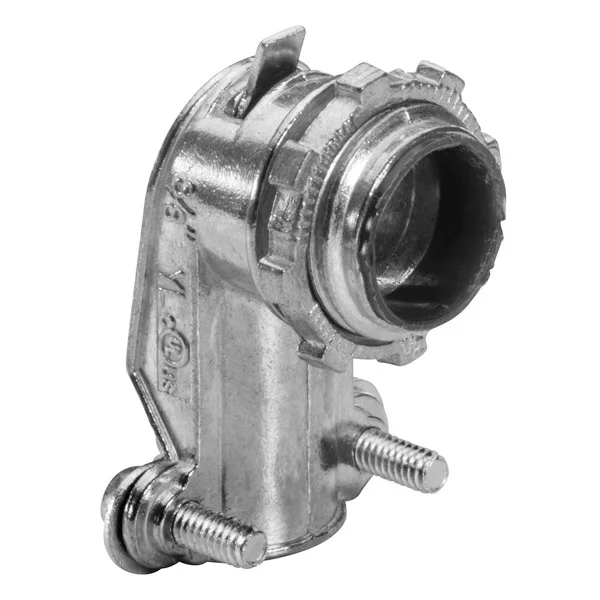 Garvin Industries 104I, 1-1/4" Squeeze Type Flexible Conduit Connector, 90 Degree, Insulated Throat, Zinc Die Cast