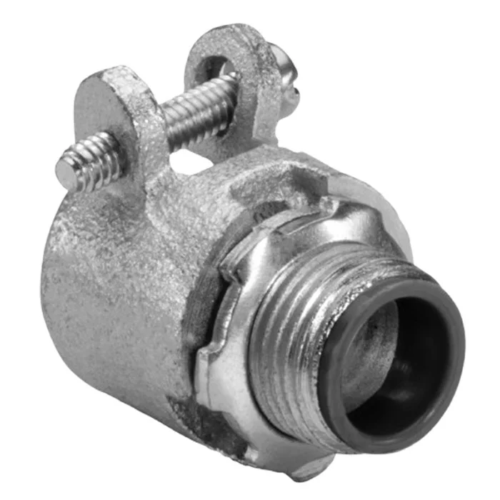 Garvin Industries 1-1/2" Squeeze Type Straight Connector with Insulated Throat, Malleable Iron, Zinc Plated