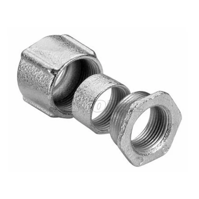 Garvin Industries 2" 3-Piece Coupling, Malleable Iron, Zinc Plated, Threaded Rigid or IMC Conduit
