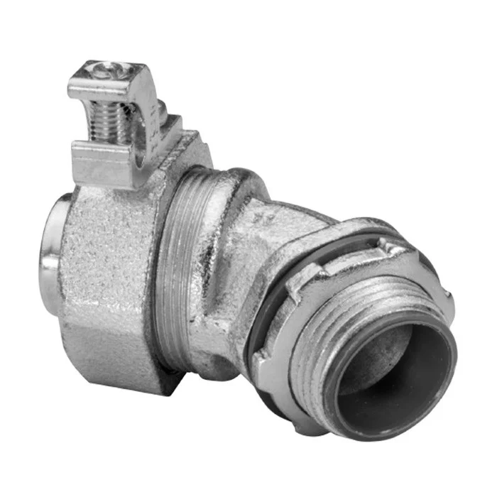 Garvin Industries 2" 45 Degree Liquidtight Connector with 4-14 AWG Copper Ground, Hot Dip Galvanized, Insulated Throat