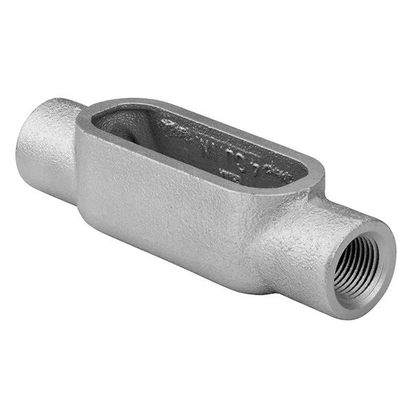 1/2" C Type FM Conduit Body, Gray Iron, NPT Tapered Hubs, Raintight, Hazardous Location Rated