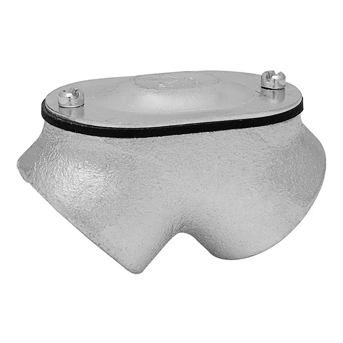 Garvin Industries 2" Rigid to Rigid Pull Elbow, Malleable Iron, Zinc Plated Steel Cover, Neoprene Gasket