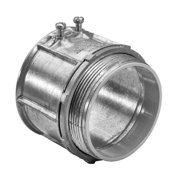 Garvin Industries 3-1/2" EMT Set Screw Connector, Insulated, Concrete Tight, Die Cast Locknut