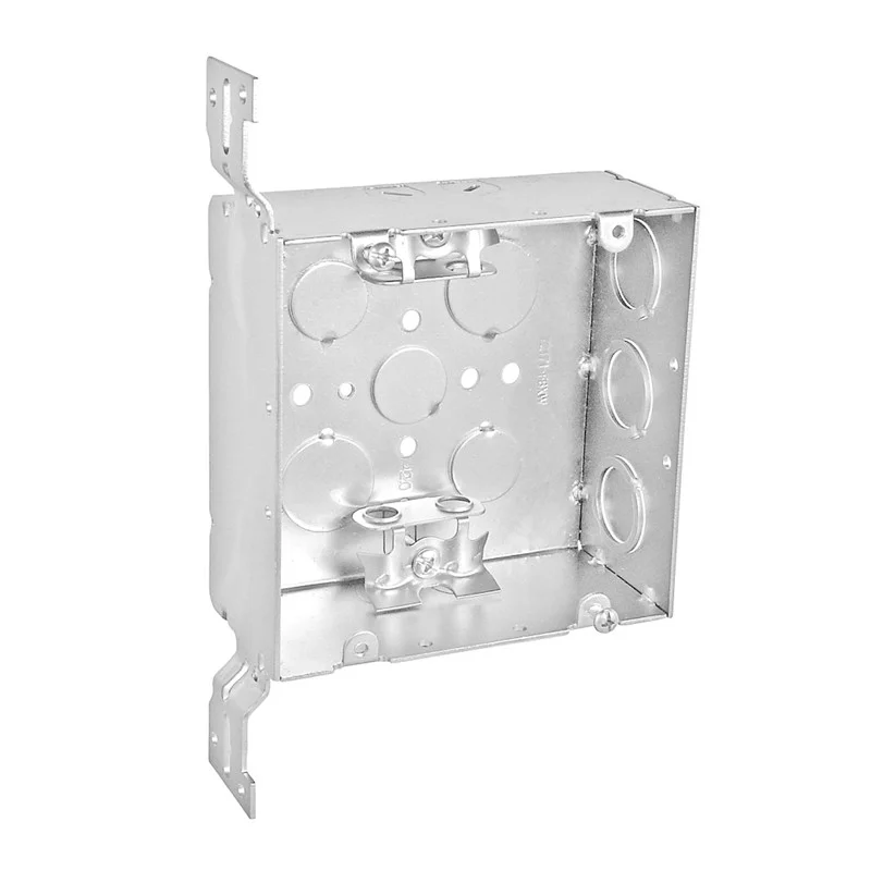 Garvin Industries 4-11/16" Square Box, 2-1/8" Deep, Flat MC/BX Bracket, Combination Knockouts, White