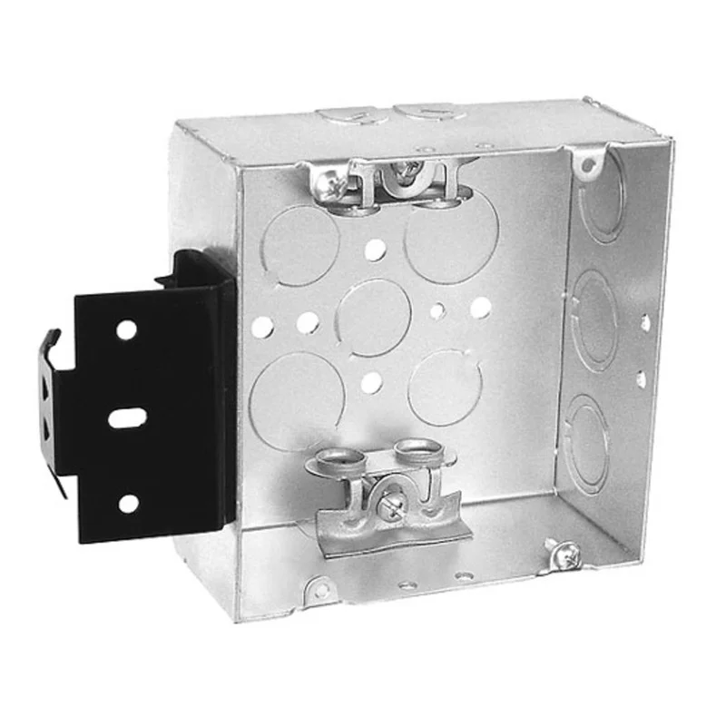 Garvin Industries 4-11/16" Square Bracketed Box, 2-1/8" Deep, Welded, with MC/BX Clamps, Metal Stud Bracket