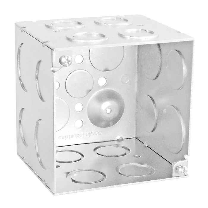 Garvin Industries 4 Inch Square Box, 3-1/2 Inch Deep, 1/2 & 3/4 Inch Knockouts