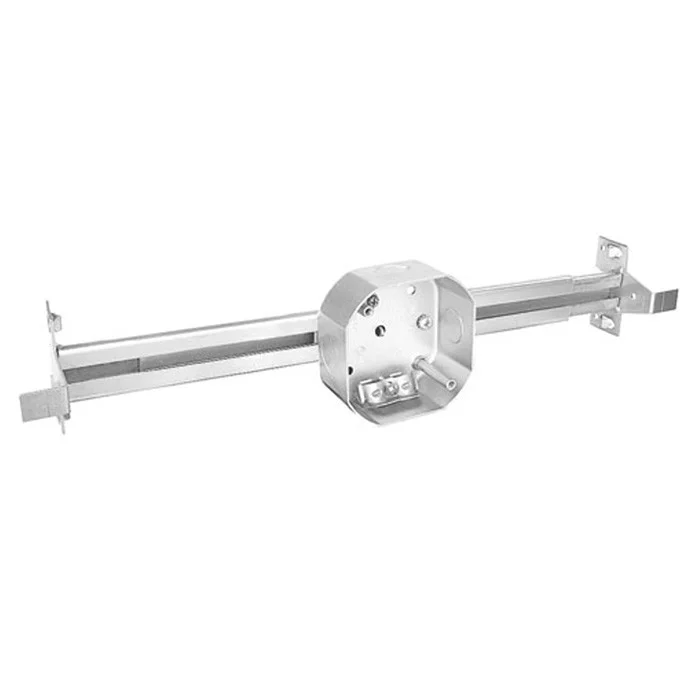 Garvin Industries 4" Octagon Bar Hanger Ceiling Fan Box, 1-1/2" Deep, Drawn, Conduit KO's