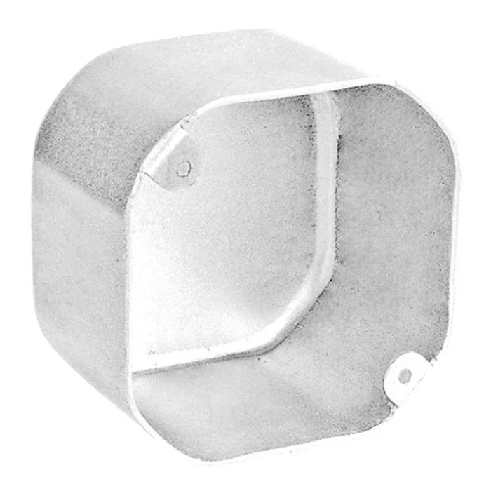 Garvin Industries 4" Octagon Box, 2-1/8" Deep, No Knockouts, Fixture Ears, 3-1/2" O.C., Stainless Steel