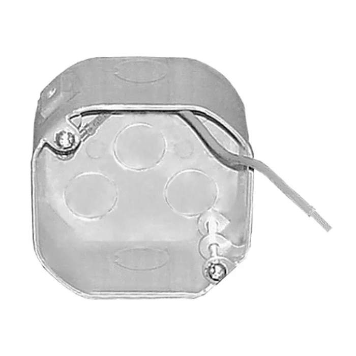 Garvin Industries 4" Octagon Ceiling Fan Box, 1-1/2" Deep, Drawn, Conduit KO's, Weatherproof