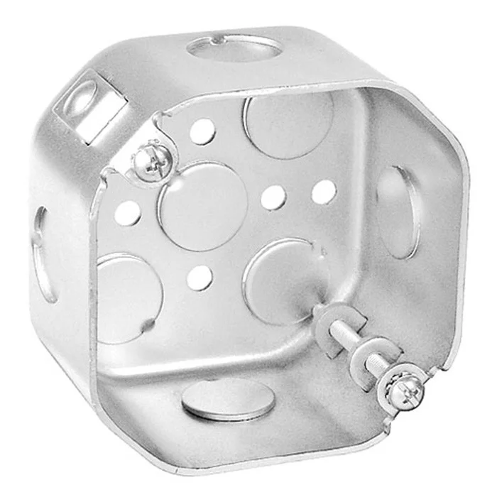 Garvin Industries 4" Octagon Ceiling Fan Box, 2-1/8" Deep, Drawn, Conduit Knockouts