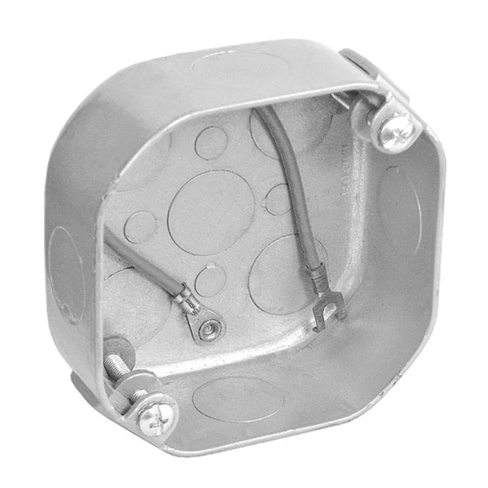 Garvin Industries 4" Octagon Ceiling Fan Box, 2-1/8" Deep, Drawn, Conduit Knockouts, Weatherproof