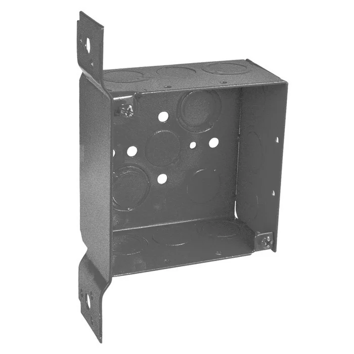 Garvin Industries 4" Square Bracketed Life Safety Box, 2-1/8" Deep, Welded, Flat Vertical Bracket, Conduit KO's, Pain...