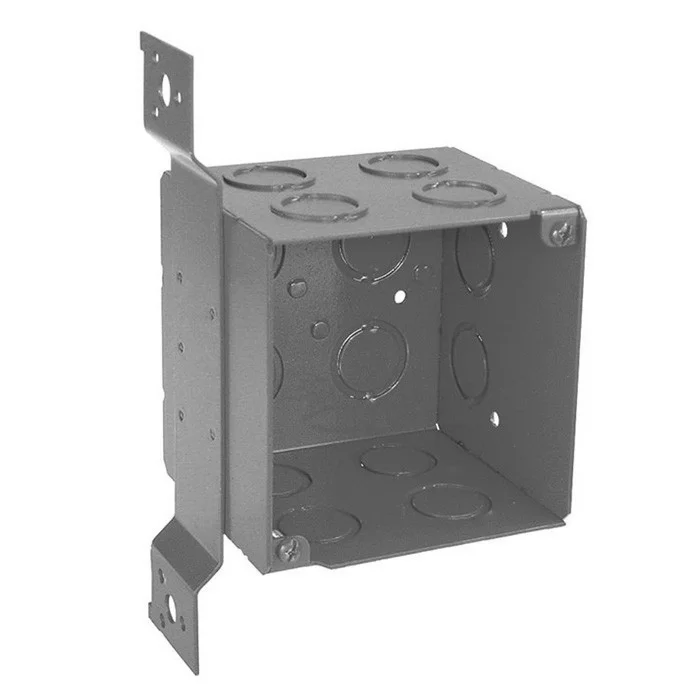 Garvin Industries 4" Square Bracketed Life Safety Box, 3-1/2" Deep, Welded, with Conduit KO's, Red