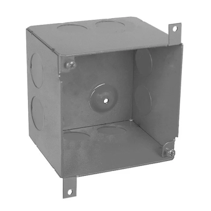 Garvin Industries 4" Square Concrete Slab Box, 3-1/2" Deep, 3/4" Knockouts, Red, External Mounting Tabs