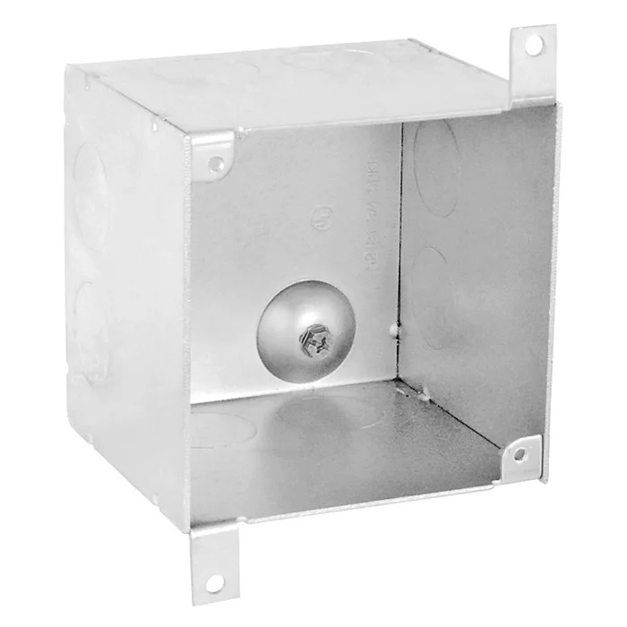 Garvin Industries 4" Square Concrete Slab Box, 3-1/2" Deep, Welded, With Conduit KO's, External Tabs
