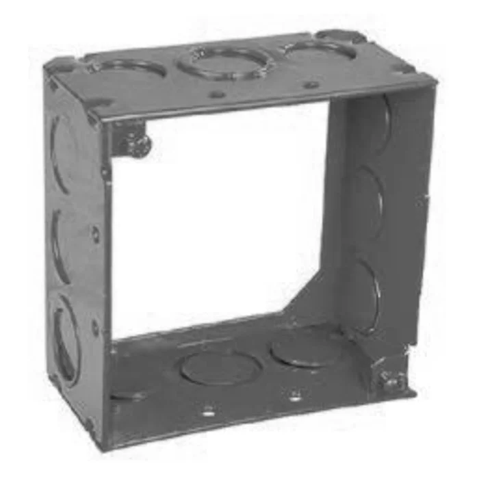 Garvin Industries 4" Square Extension Ring, Welded, 2-1/8" Deep, 1/2" & 3/4" Knockouts, Red