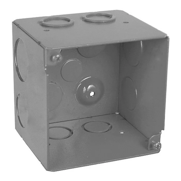 Garvin Industries 4" Square Life Safety Box, 3-1/2" Deep, Welded, Conduit KO's, Red