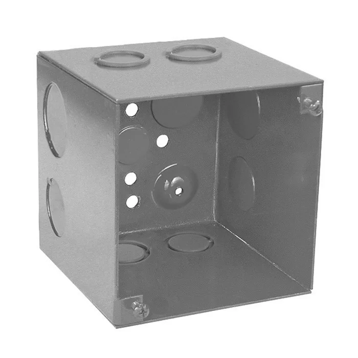 Garvin Industries 4" Square Life Safety Box, 4" Deep, Welded, Conduit KO's, Red