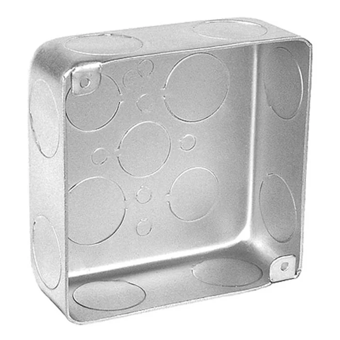 Garvin Industries 4" Square Plenum Box, 1-1/2" Deep, Welded, With Conduit Knockouts