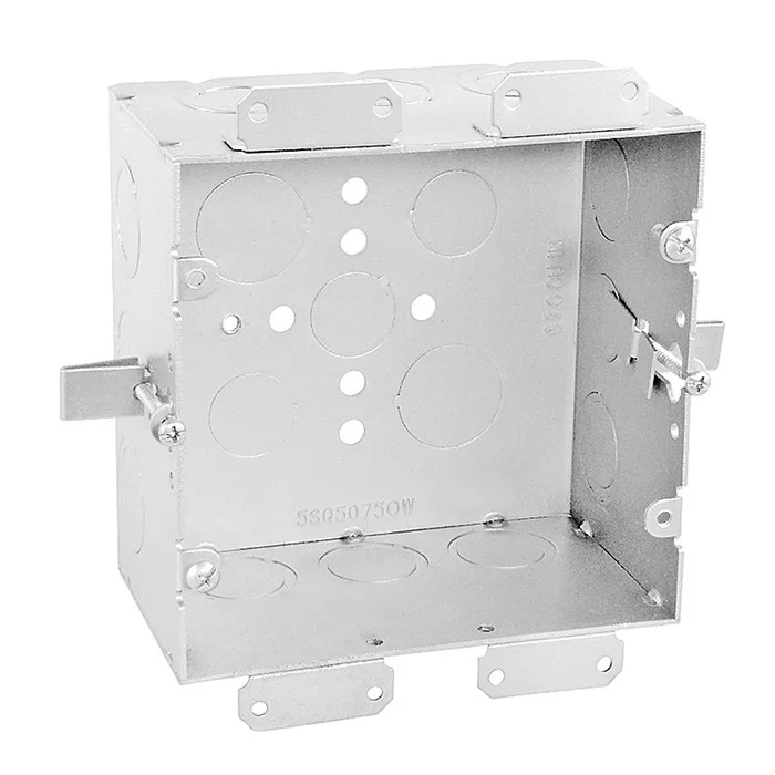 Garvin Industries 5 Inch Square Old Work Box, 2-7/8 Inch Deep, 1/2 Inch & 3/4 Inch Knockouts, Galvanized Steel