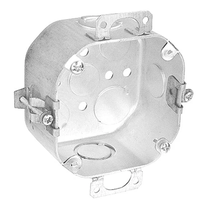 Garvin Industries 54171-DEOW, 4" Octagon Box, 2-1/8" Deep, Drawn, With Conduit Knockouts and Fixture Ears, 3-1/2" O.C.