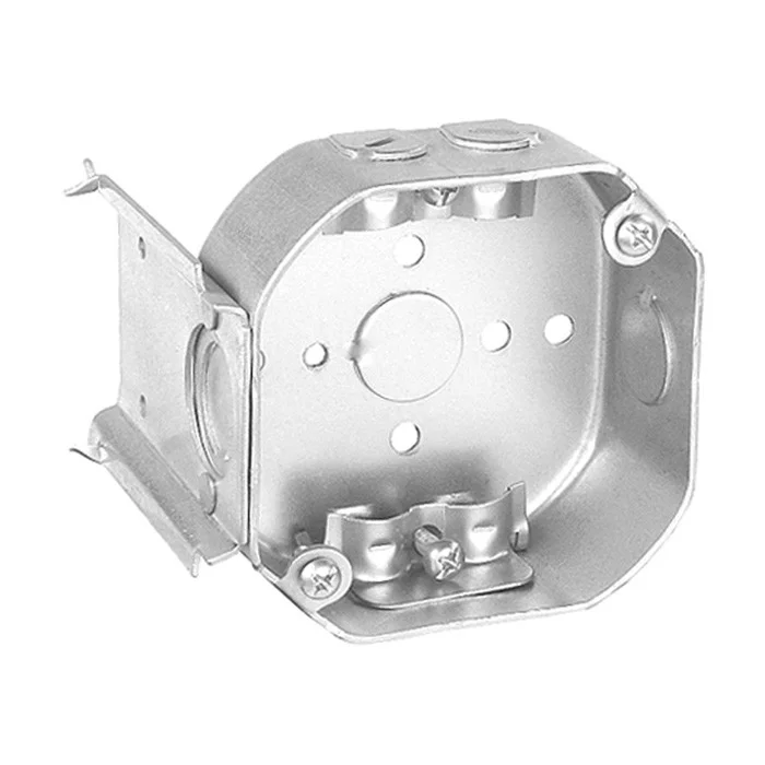 Garvin Industries 54171-JBR, 4" Octagon Bracketed Box, 2-1/8" Deep, Drawn, With MC/BX Clamps and Fixture Ears 3-1/2" ...