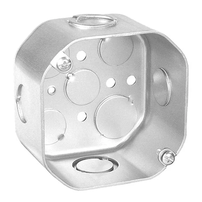 Garvin Industries 54181-S, 4 Inch Octagon Box, 3-1/2 Inch Deep, 1/2 & 3/4 Inch Knockouts, Galvanized Steel