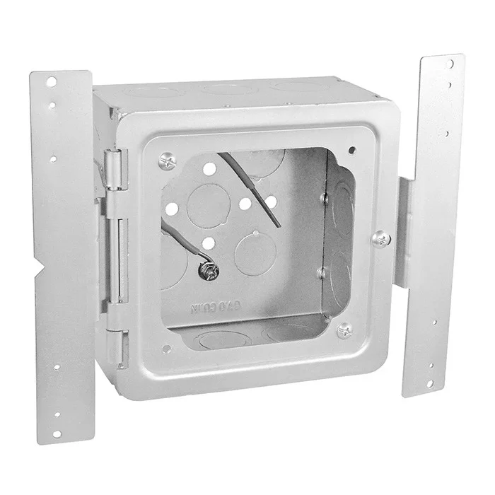 Garvin Industries 5" Square Bracketed Hinged Box Assembly, 3" Deep, Welded, Conduit KO's, AB Vertical Right Angle Bra...