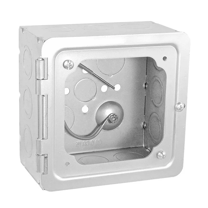 Garvin Industries 5" Square Hinged Box Assembly, 3" Deep, Welded, with Conduit Knockouts