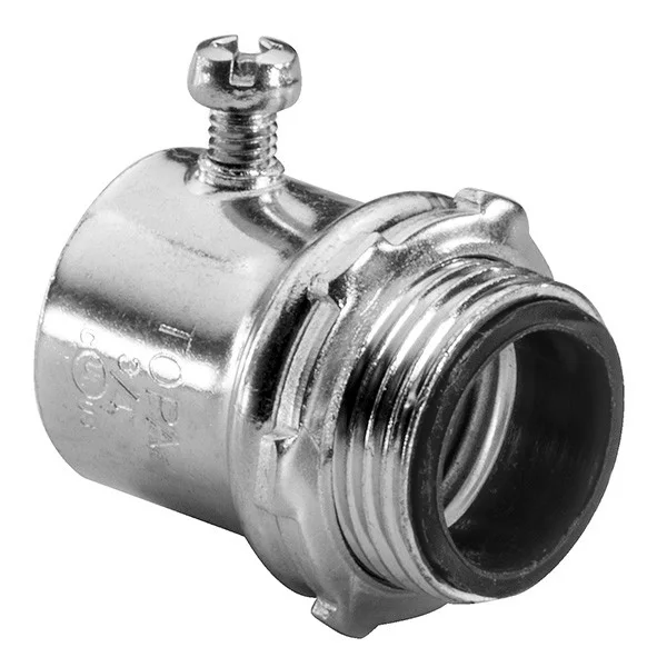 Garvin Industries 3-1/2" Set Screw Type Steel EMT Connector, Insulated Throat, Zinc Plated