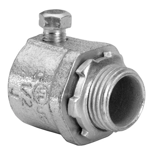 Garvin Industries 674S, 1-1/4" Set Screw Connector, Threadless, Malleable Iron, Zinc Plated