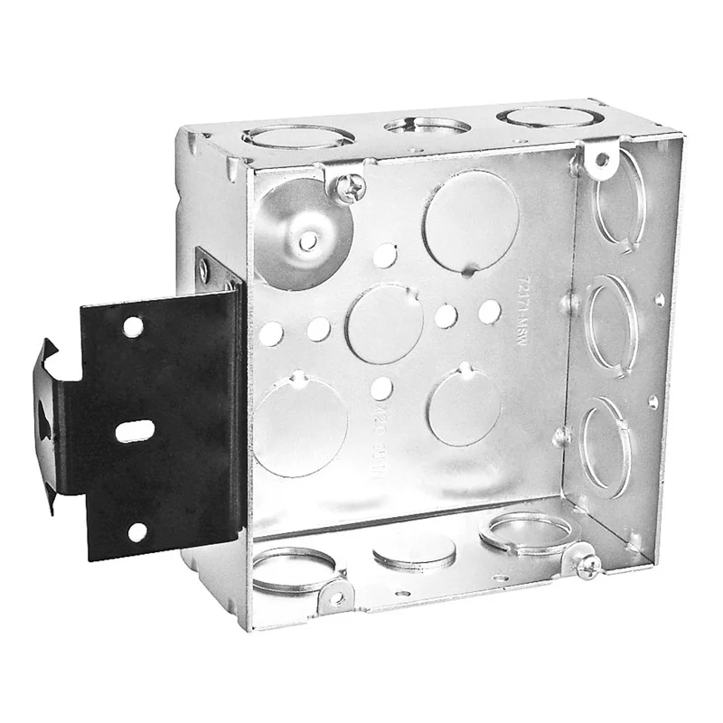 Garvin Industries 72171-MSW, 4-11/16" Square Bracketed Box, 2-1/8" Deep, Welded, Metal Stud Bracket, Conduit Knockouts