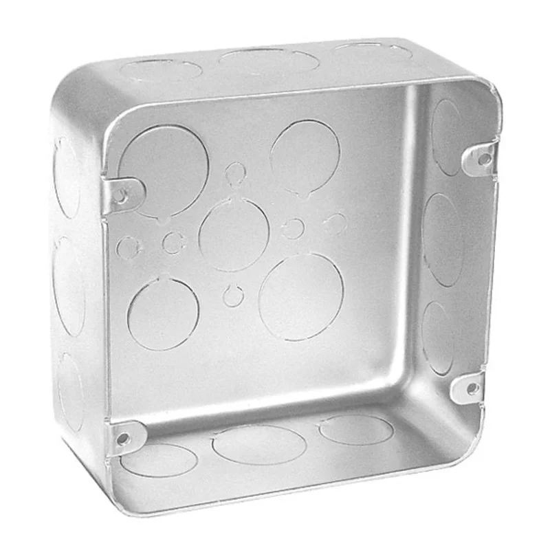 Garvin Industries 72171-SVTSS, 4-11/16" Square Plenum Box, 2-1/8" Deep, Drawn, Stainless Steel, Conduit Knockouts