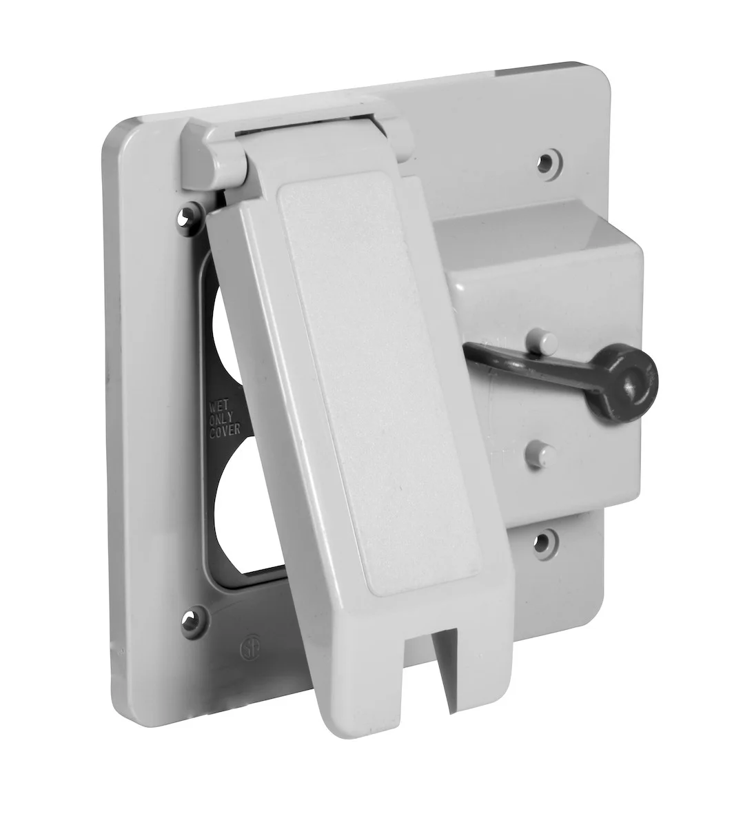 Garvin Industries Duplex & Toggle Switch Cover, Double, Spring Loaded Lid, Weatherproof, PVC, 4.5625" x 4.5625"