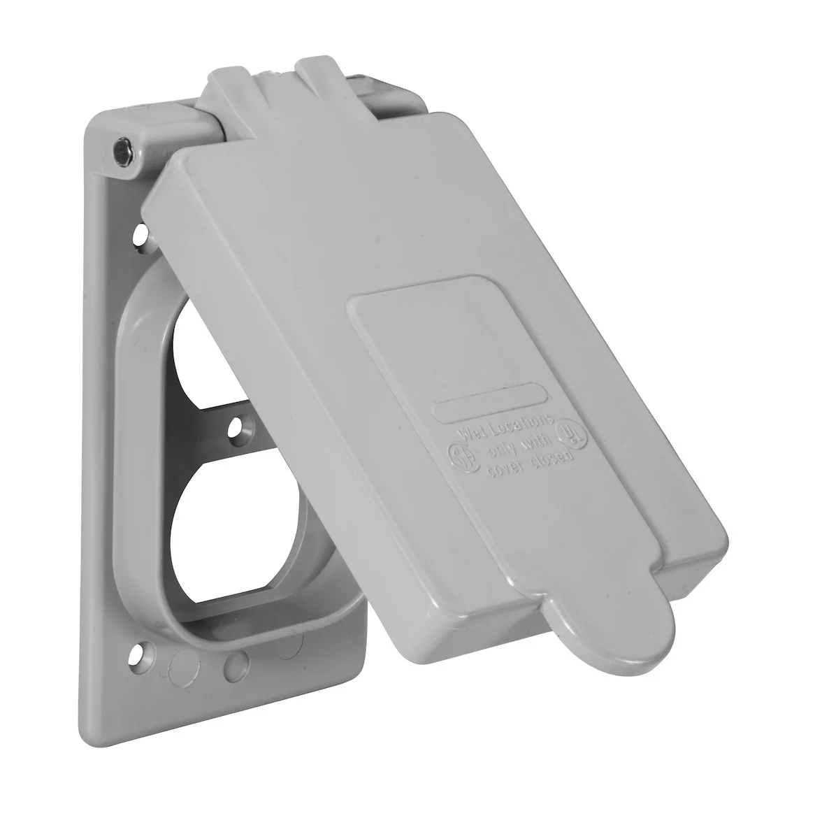 Garvin Industries Duplex Receptacle Cover, Single Gang, Spring Loaded Lid, PVC, 2.8125in x 4.5625in