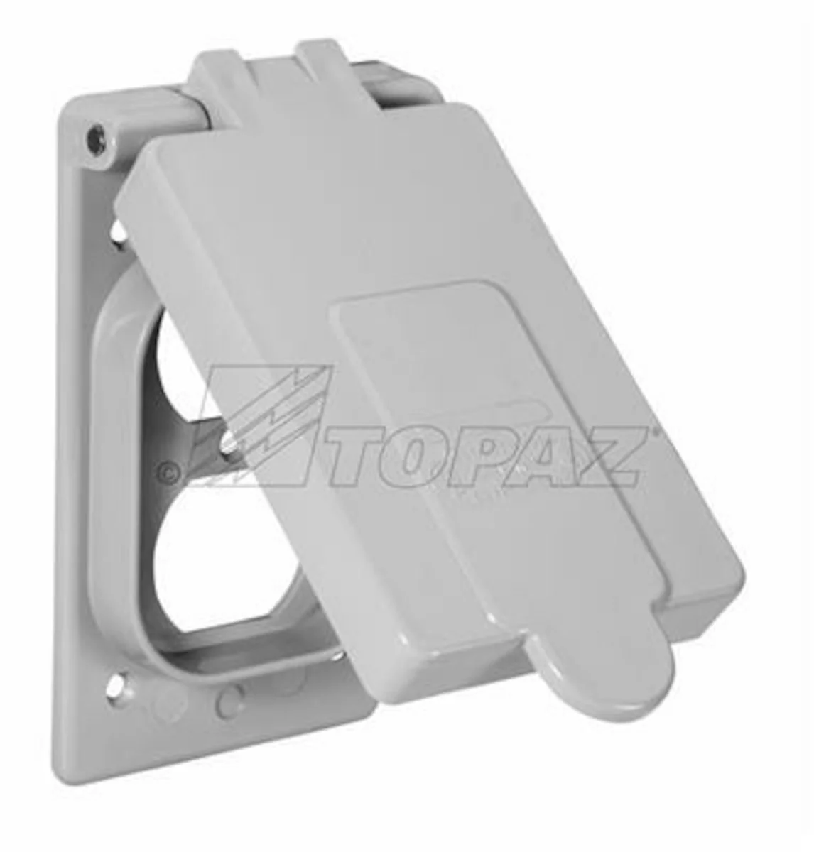 Garvin Industries Duplex Receptacle Cover, Single Gang, Spring Loaded Lid, PVC, 2.8125in x 4.5625in - view 2