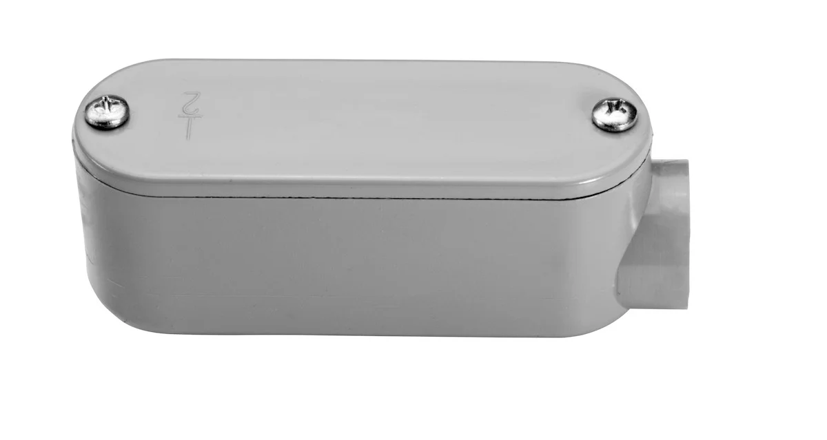 Garvin Industries 1199, 3-1/2" PVC E Type Conduit Body, Rectangular, Removable Cover, One Hub