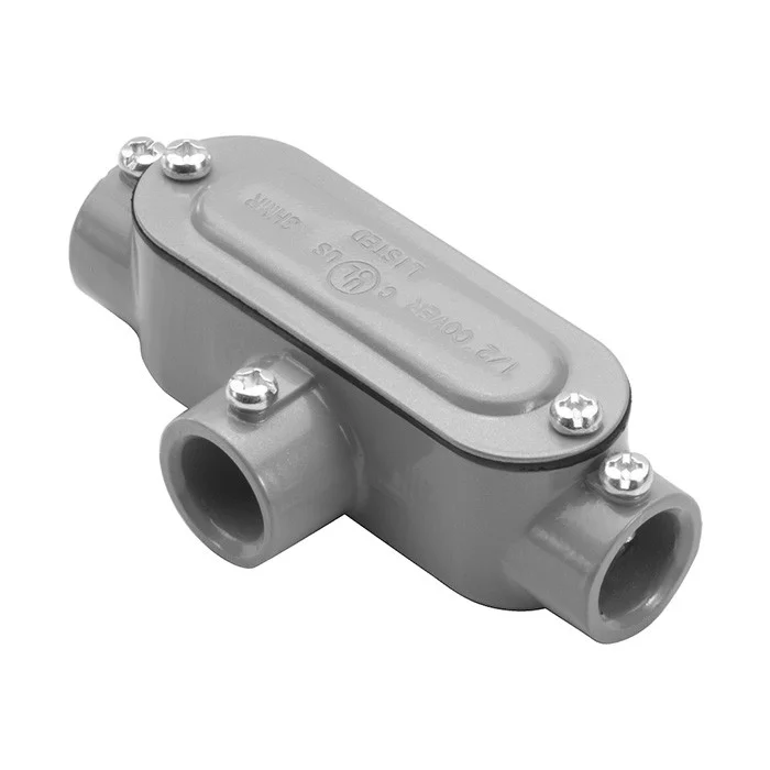 Garvin Industries 1-1/4" EMT Set Screw T Conduit Body with Cover and Gasket, Copper-Free Aluminum, Powder Coat Finish